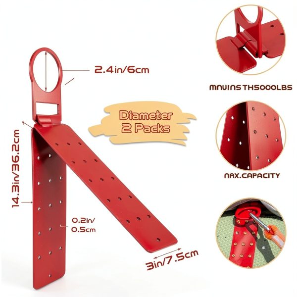 Roof Anchor 2 Pack Reusable D‑Ring Bracket by WOPPLXY Red 14‑inch-1