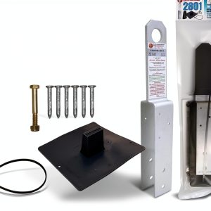 ARS 2x8 Fall Arrest Anchor Kit 11ga. Dacromet +PVC Flashing+Stem Cover Black+Tether Strap+Fastener Pack. Single Retail Package.-0