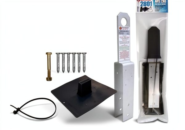 ARS 2x8 Fall Arrest Anchor Kit 11ga. Dacromet +PVC Flashing+Stem Cover Black+Tether Strap+Fastener Pack. Single Retail Package.-0