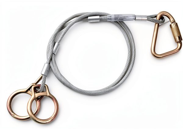 FallTech Carabiner Sling Anchor 2 O‑Rings 3′ Galvanized Cable Natural-0